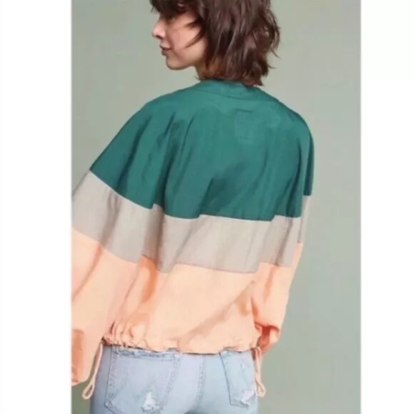 Anthropologie Elevenses Colorblock Windbreaker Jacket Size Extra Small/Small - Picture 3 of 10